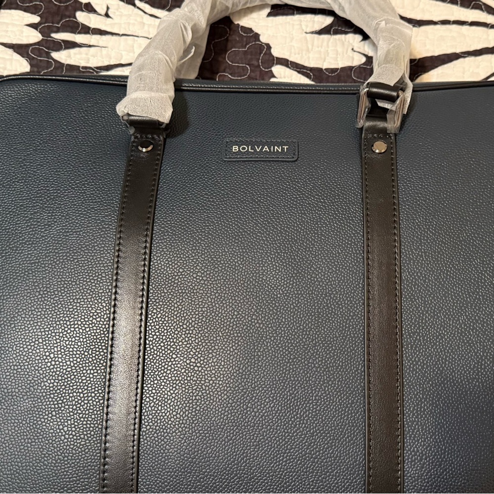 Bolvaint Black Pebble Leather Briefcase for Men